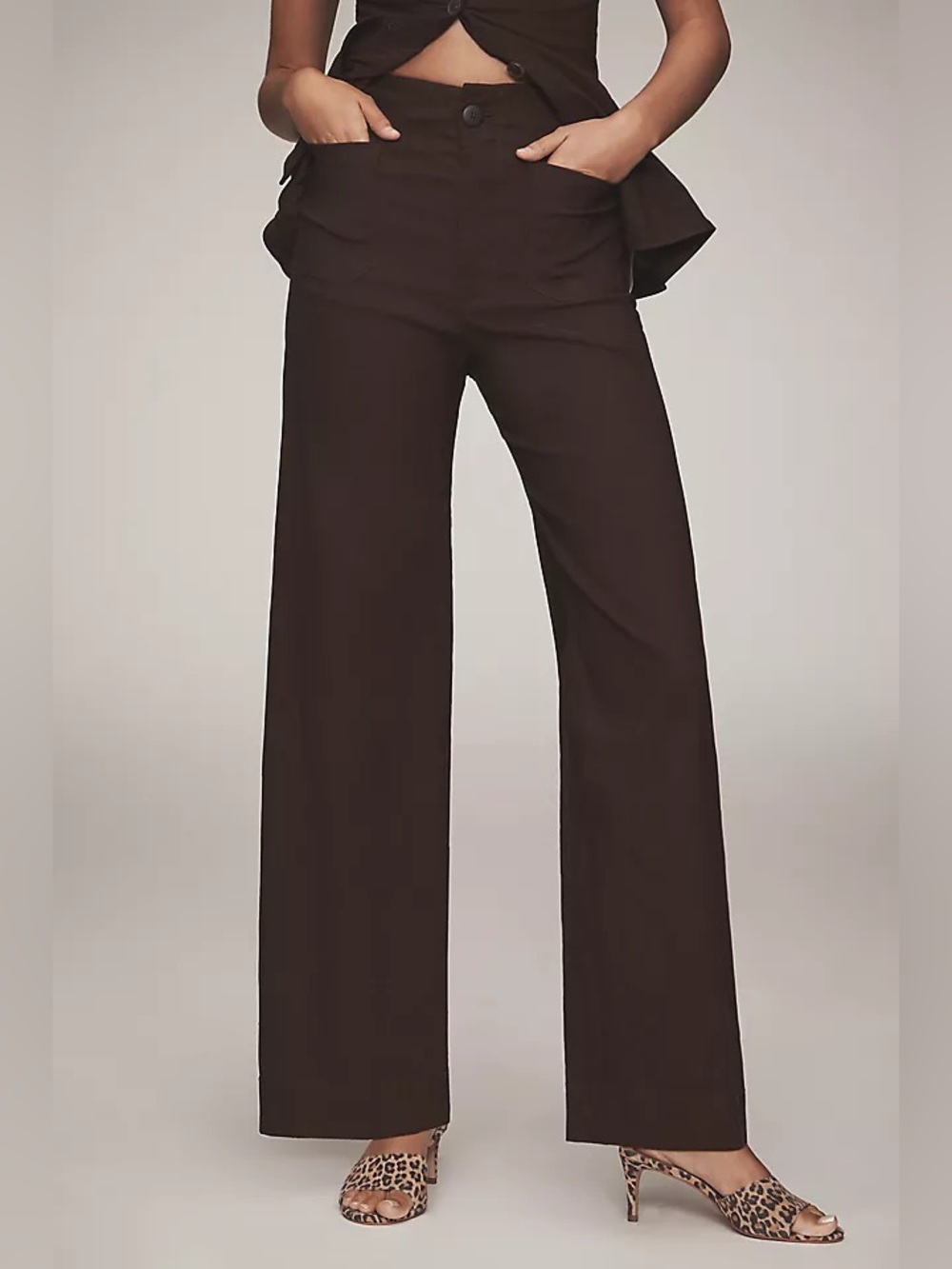 Maeve The Colette Magic Fabric Full-Length Wide-Leg Pants 28P cocoa brown